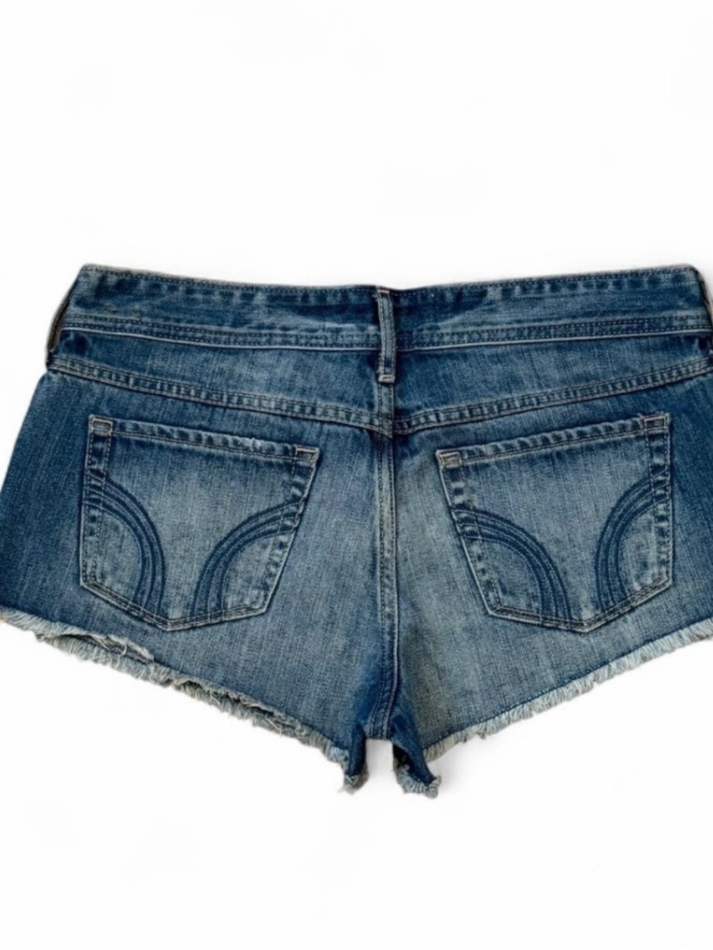 Hollister y2k blue low rise denim mini micro shorts with lace trim
